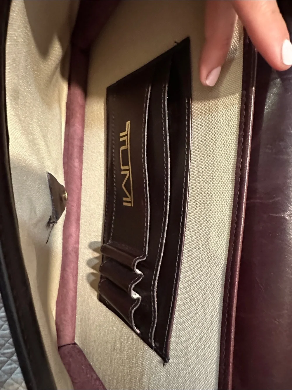 TUMI El Portal Burgundy Leather Briefcase